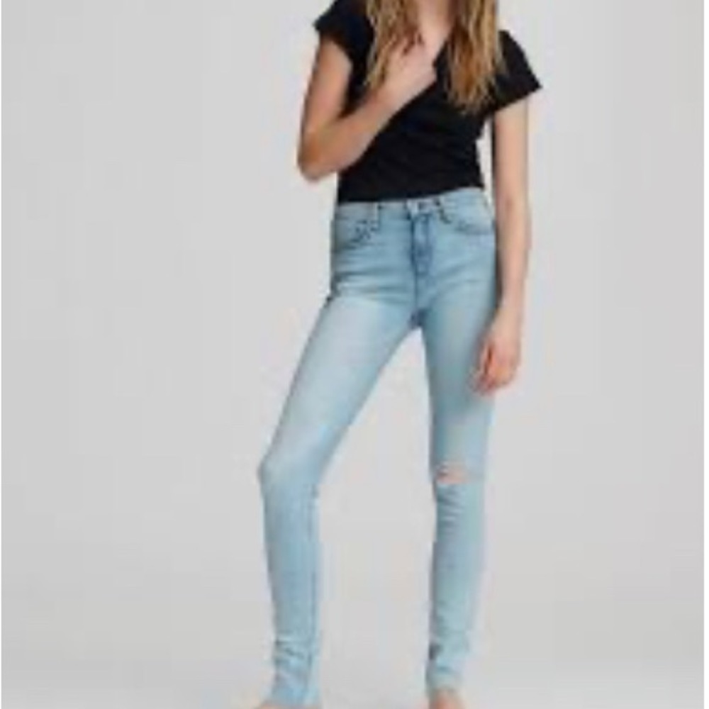 RAG & Bone Cate Mid-Rise Distressed Ankle Skinny Jeans Sz 28